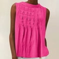 thumbnail image 2 of Lenpel Summer Tank Tops for Women Sleeveless Boat Neck Pleated Front Loose Tunic Shirts Trendy Casual Blouses, 2 of 6