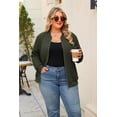 thumbnail image 5 of NAYTOAO Women's Plus Size Jacket: Full‑Zip Long Sleeve Knit Bomber Jacket, Casual Lightweight Streetwear with Pockets for All‑Season Wear, 5 of 7