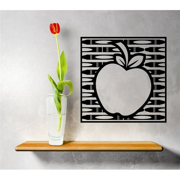 Custom Wall Decal Vinyl Sticker : Apple Fruit With Leaf Mural 20x20"