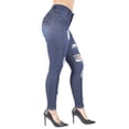 thumbnail image 4 of Fashion2Love Women's Juniors Butt Lift Push Up Mid Waist Ripped Distressed Skinny Jeans, 4 of 9