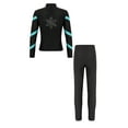 thumbnail image 3 of Yeahdor Kids Girls Athletic Sports Outfit Sparkling Jacket with Pants Set Teens Gymnastics Tracksuit Yoga Skating Costume Blue Green 14, 3 of 6