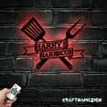 thumbnail image 3 of Craftnamesign Custom Grill Metal Wall Art LED Light, Personalized Backyard BBQ Name Sign, 3 of 5