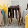 thumbnail image 4 of Record Player Stand, Turntable Stand Holds Up to 100 Albums, Mid-Century Modern Turntable Stand with 4 Cabinet, Brown Vinyl Table Display Shelf for Living Room, 4 of 8