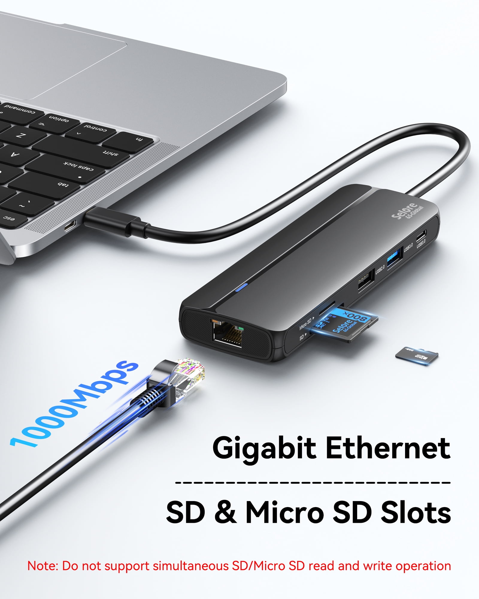 Selore Docking Station for MacBook Pro Air Windows,10 in 1 Dual HDMI Adapter for Mac Pro Air,USB C Hub for MacBook Docking Station Dual Monitor with 2 HDMI,Ethernet,PD,USB C,2 USB A,SD/TF for M1 M2