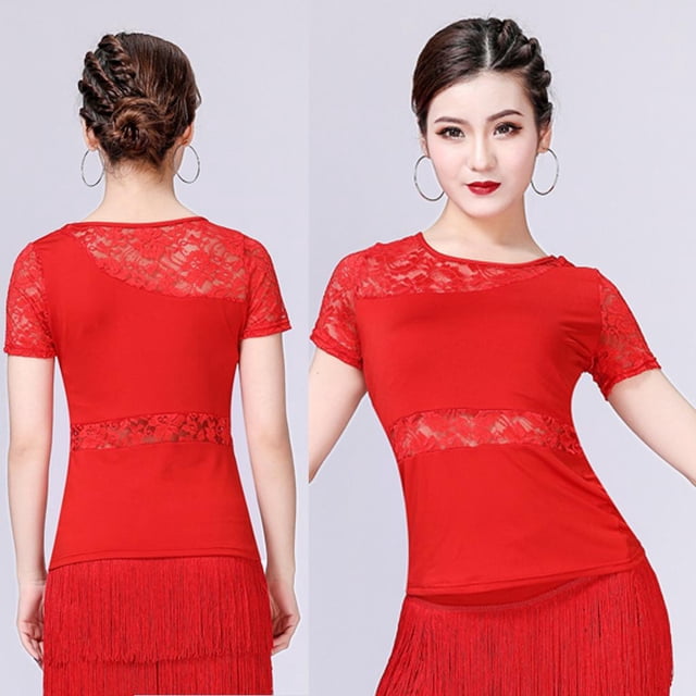 Falda de Baile BLESIY Vestido de Baile Latino para Mujer Rojo L