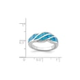 thumbnail image 2 of Gem & Harmony Lab Created Blue Opal Inlay Wave Ring in Sterling Silver for Women, 2 of 4