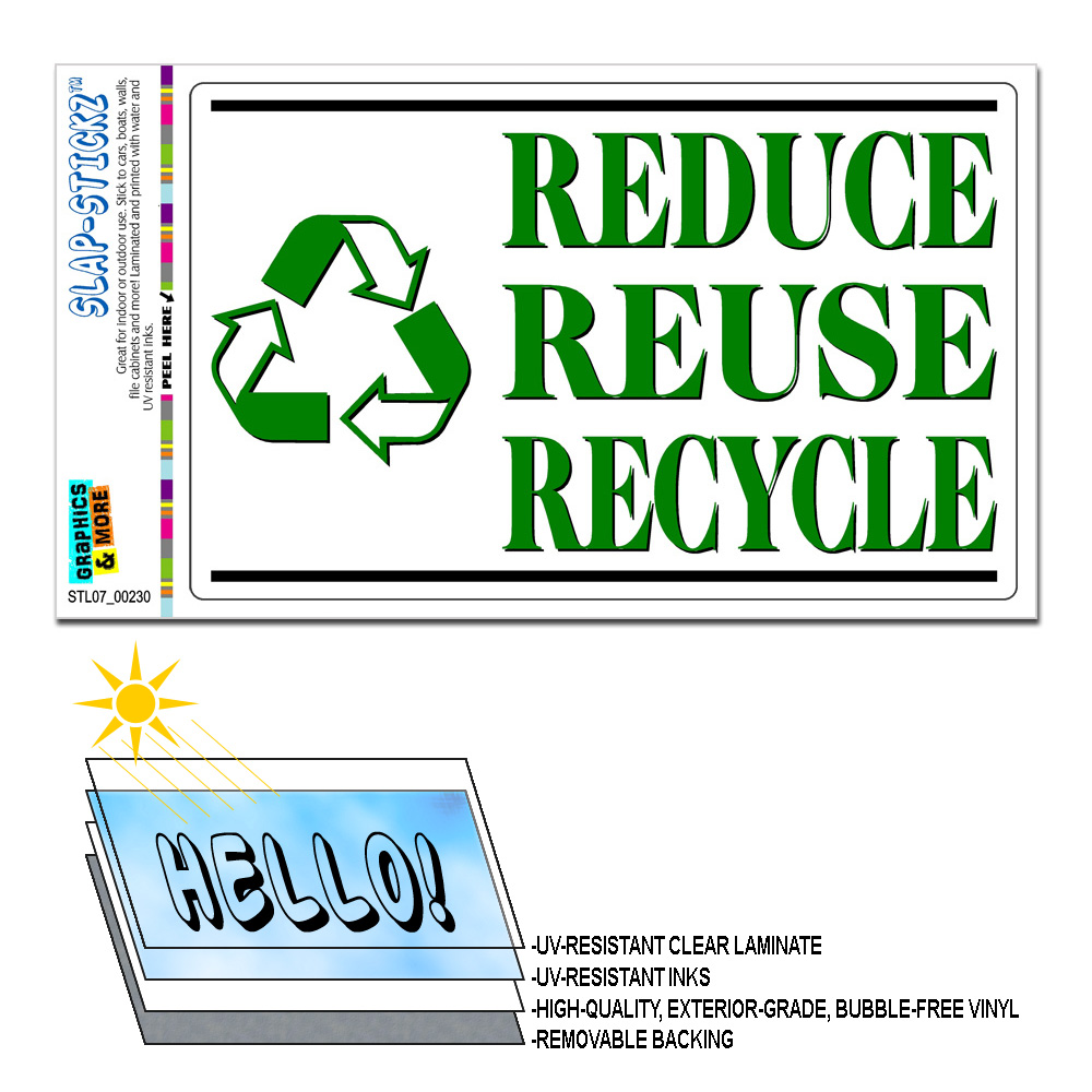 Reduce Reuse Recycle Conservation SLAPSTICKZ(TM) Premium Sticker