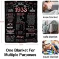 thumbnail image 3 of 90th Birthday Gifts for Women Men Back in 1933 Blanket for Her Him Pink 60"x50", 3 of 6
