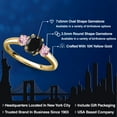 thumbnail image 2 of Gem Stone King 10K Yellow Gold Black Sapphire and Pink Lab Grown Diamond Engagement Ring for Women | 1.46 Cttw | Oval 7X5MM | Gemstone September Birthstone | Size 8, 2 of 6
