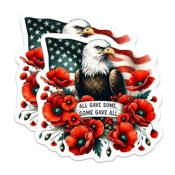 (2 Pack) All Gave Some Some Gave All Stickers - Patriotic USA Veteran Military Appreciation - 5 Inches On Longest Side - Premium Vinyl - For Cars, Trucks, Skateboards, Laptops - Made In USA - BMCS0653
