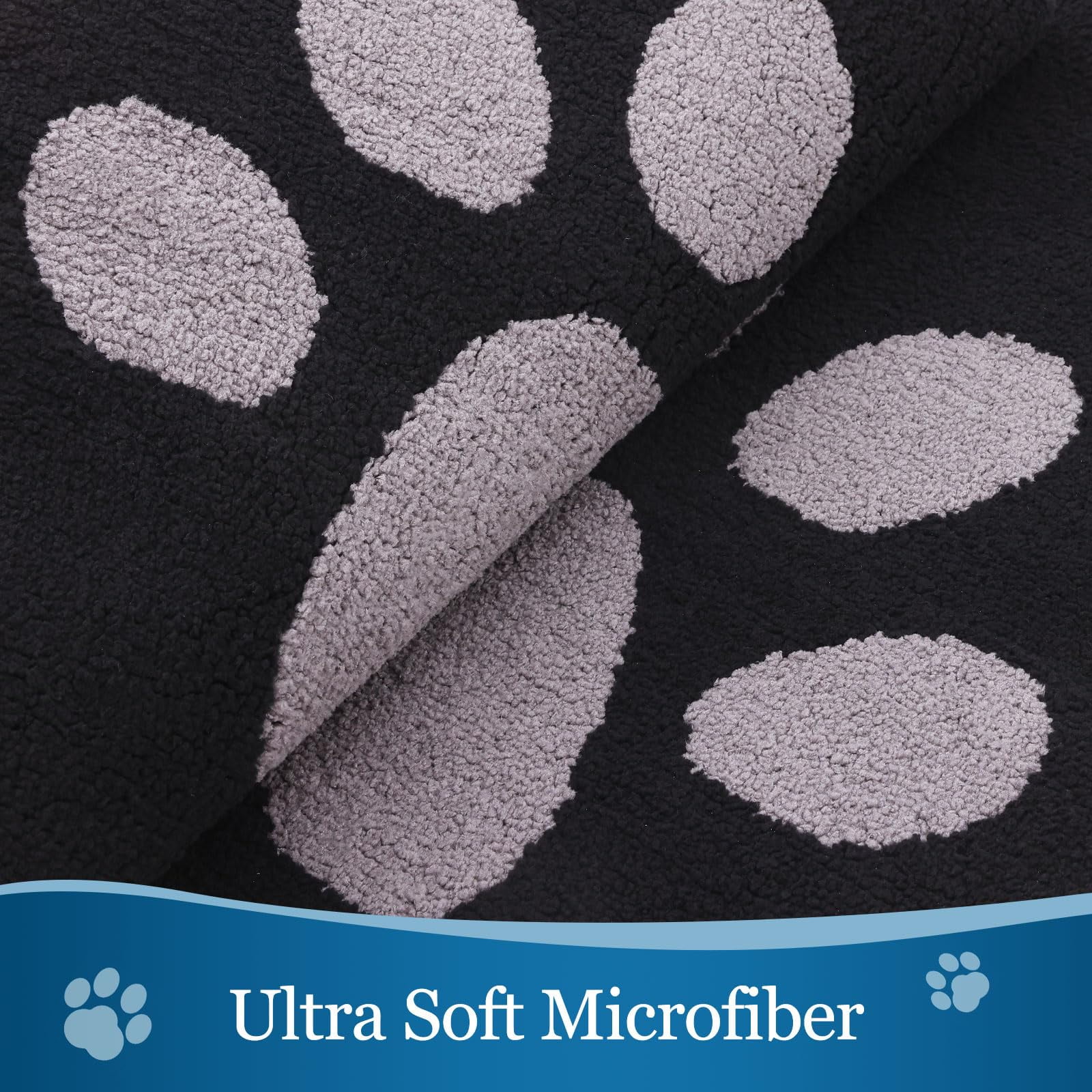Smiry Dog Door Mats for Muddy Shoes and Paws, Non Slip Low-Profile Washable Indoor Doormats, Absorbent Dirt Trapper Entryway Rugs, 48"x30", Black and Grey