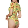 thumbnail image 3 of Naloa Floral Strawberr Women's Short-Sleeved Onesie, One-Piece Swimsuit for Parties, dates, clubs - Small, 3 of 9