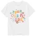thumbnail image 4 of Trendfront Girls 4th Birthday Gift T Shirt Four Years Retro Letters Crewneck Short Sleeve Tee Toddler Bday Party Outing Top, 4 of 4
