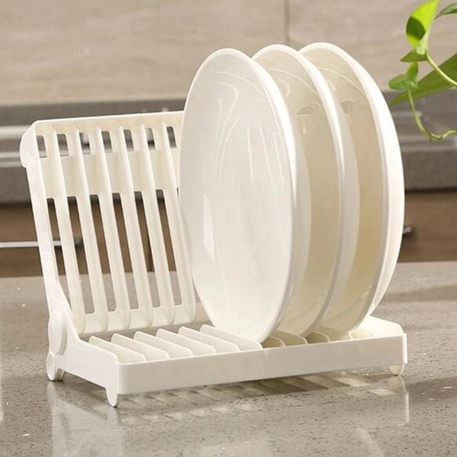 Agiferg Foldable Dish Plate Drying Rack Organizer Drainer Plastic Storage Holder Kitchen