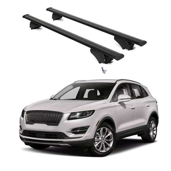 ERKUL Roof Rack Cross Bars for Lincoln MKC 2015-2019 | Aluminum Crossbars with Anti Theft Lock for Rooftop | Compatible with Flush Rails - Black