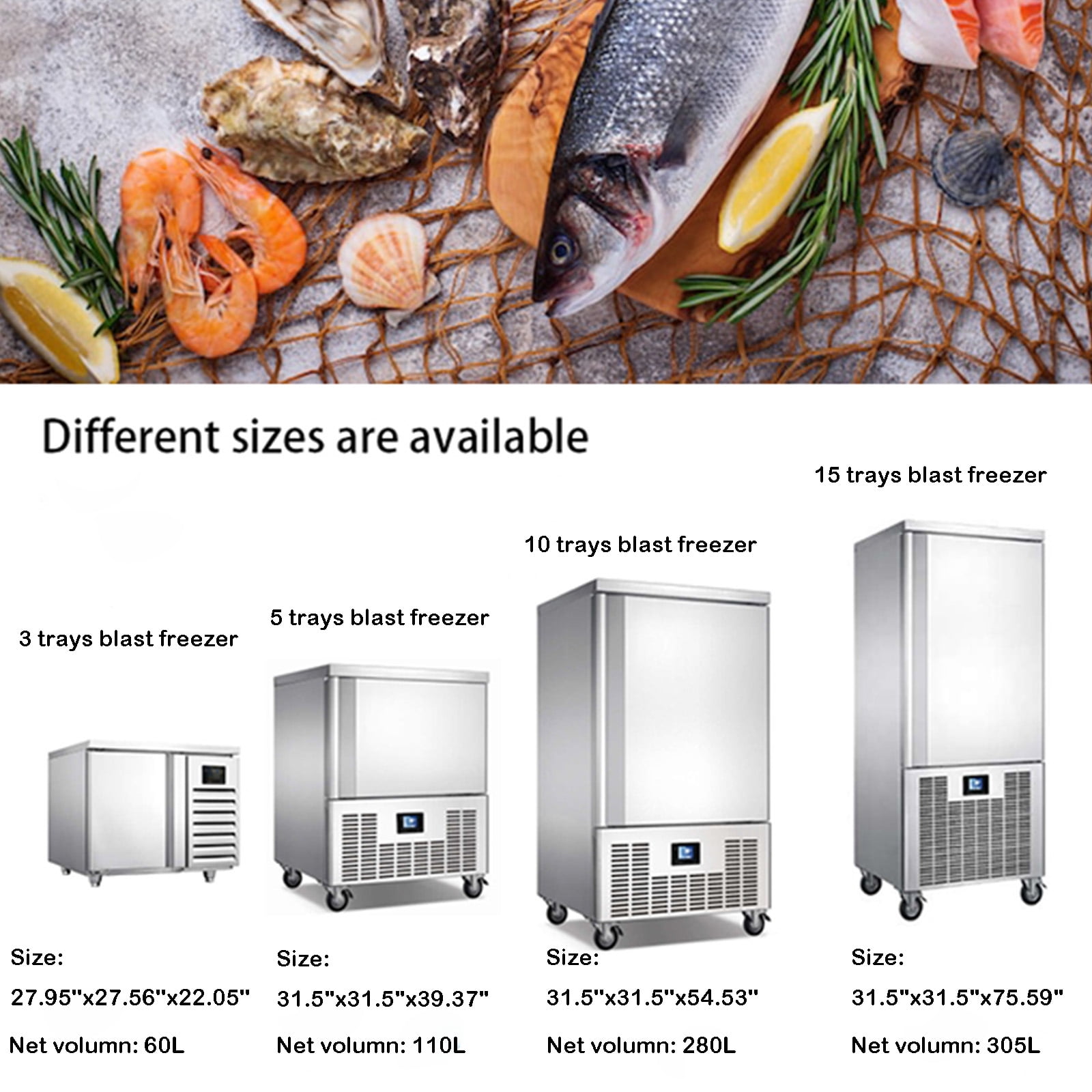 Kolice Commercial 5 Trays Blast Chiller Freezer, Blast Freezer, Chest Freezer, Batch Freezer -40C (-40°F)for Restaurant, Hotel Kitchen