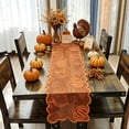 thumbnail image 4 of geerera Fall Embroidered Table Runner with Scalloped Edge, Rustic Harvest Long Tablecloth, Autumn Pumpkin Decor for Dining Table, Outdoor Picnic & Thanksgiving Home, 71", 4 of 6