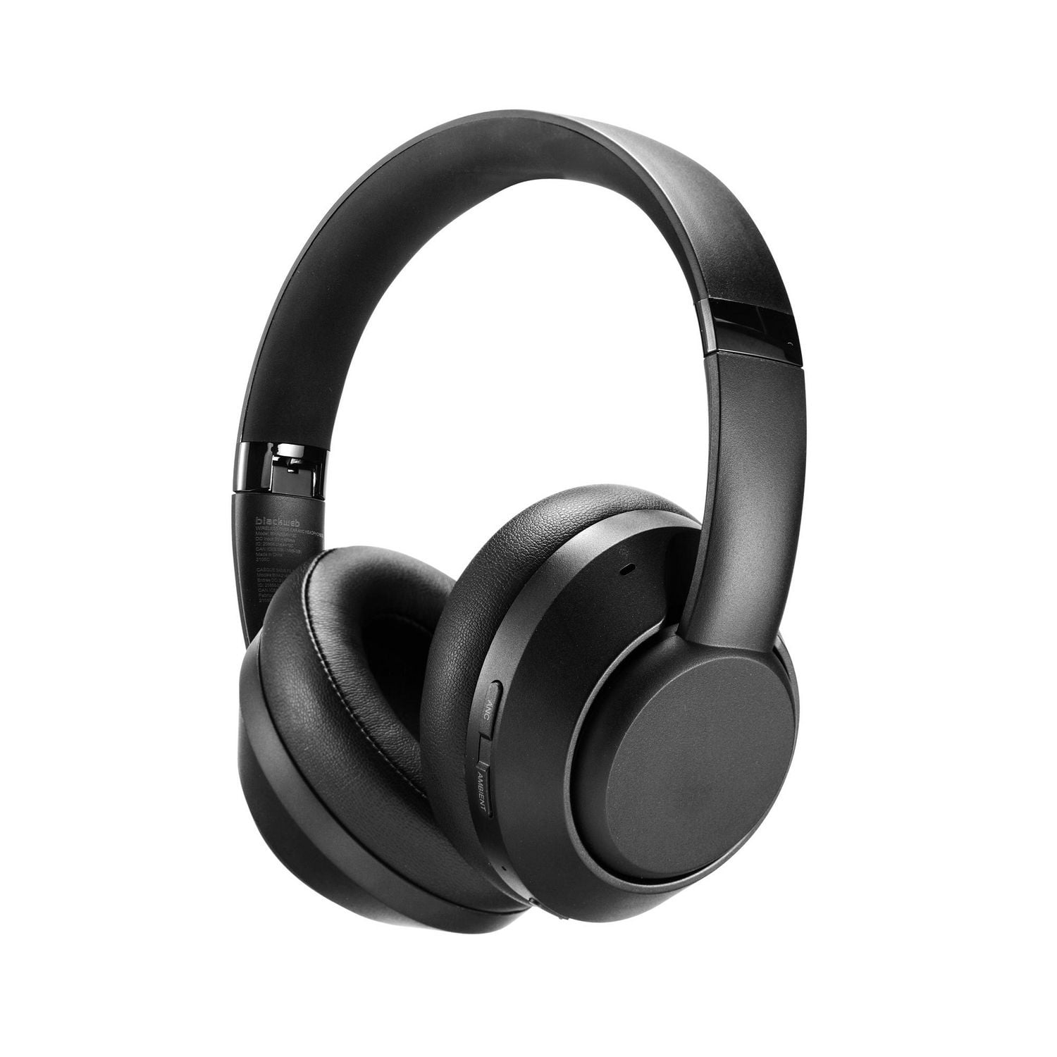 blackweb Over Ear Wireless Active Noise Cancelling and Ambient Sound Headphones Black Walmart