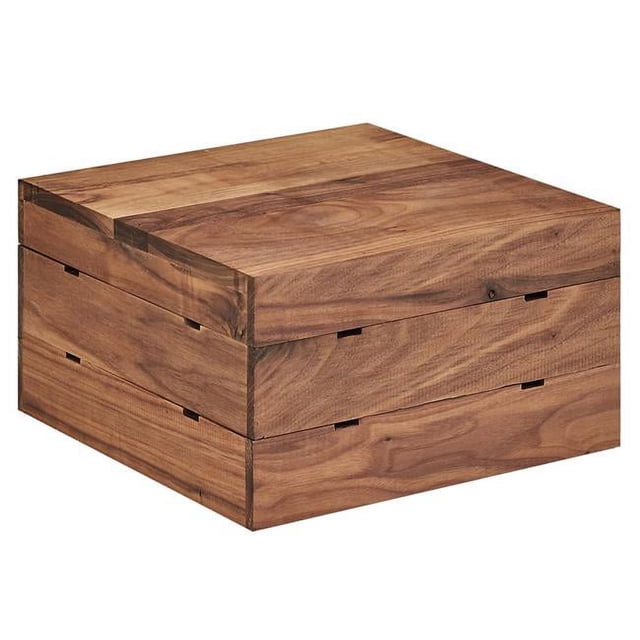 Cal Mil 3628-7-78 Mid-Century Walnut Square Crate Riser - 12 x 12 x 7 in.