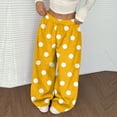 thumbnail image 2 of Fleece Pajama Pants Women Baggy Wide Leg Fleece Pj Bottoms Soft Fluffy Polka Dot Pajama Pants 2025 Fashion Comfy High Waisted Sweatpants Saffron S, 2 of 5