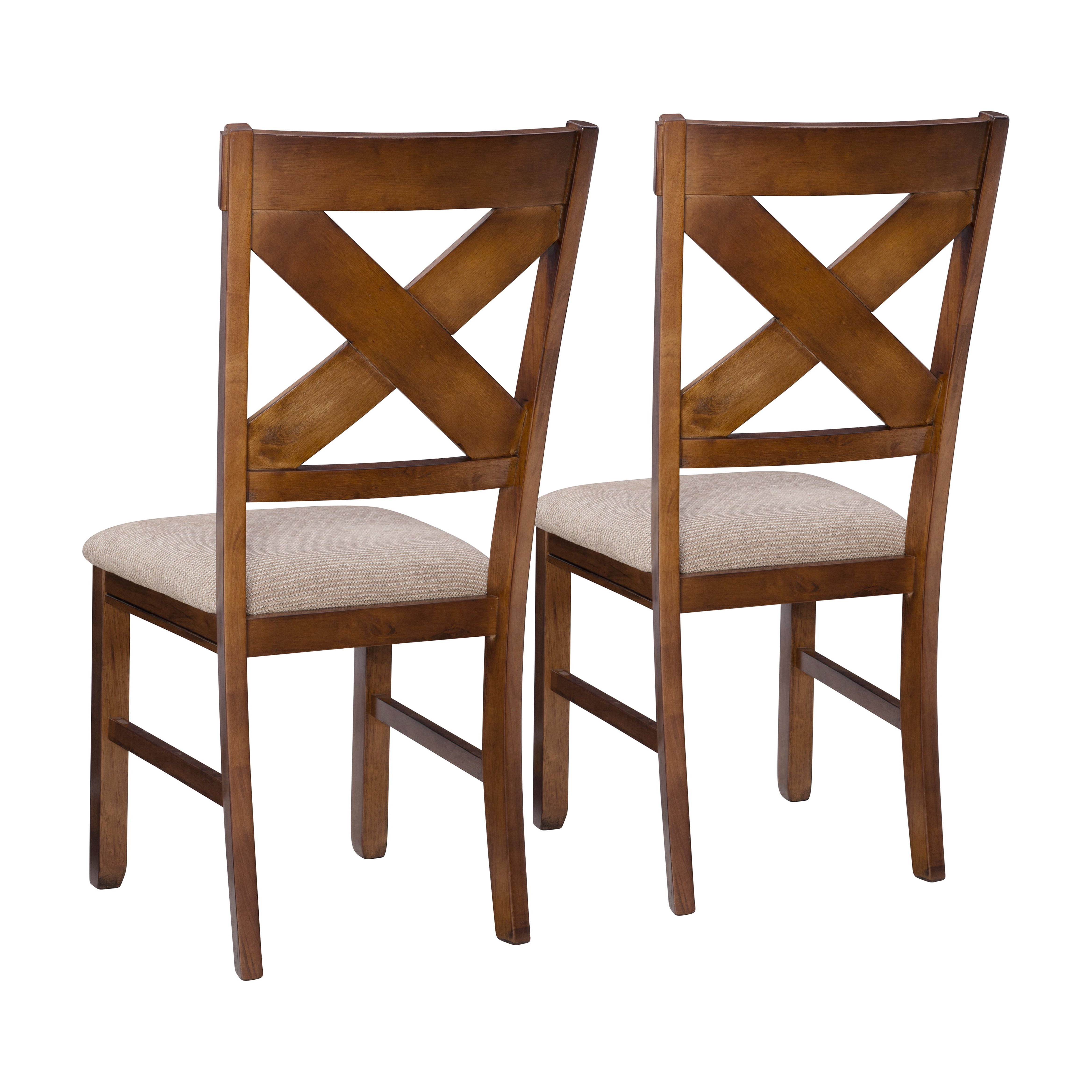 Linon Kraven Set of 2 X-Back Dining Chairs in Dark Hazelnut Brown Wood
