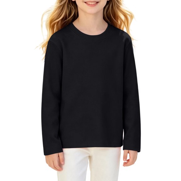 Abcomgle Cute Sweatshirts for Girls 10-12 Crewneck Long Sleeve Girls Pullover Top Lightweight Solid Color Sweaters for Teens Fleece Fall Clothing for Teen Girls