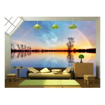 wall26 - Tree and Sun on Lake Sunrise - Removable Wall Mural | Self-Adhesive Large Wallpaper - 66x96 inches