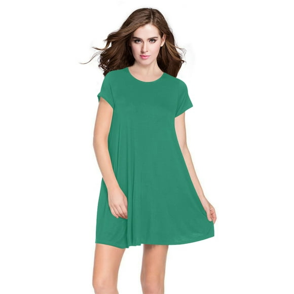 Robe Tunique Trapèze à Manches Courtes pour Femmes, TTG, Jade