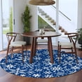 thumbnail image 5 of Blue Christmas Round Rug 5ft Washable Circle Kitchen Rugs Non Slip Snowflakes Xmas Winter Vintage New Year Large Area Rug Indoor Floor Carpet for Bedroom Living Room Home Office Dining Room Nursery, 5 of 8