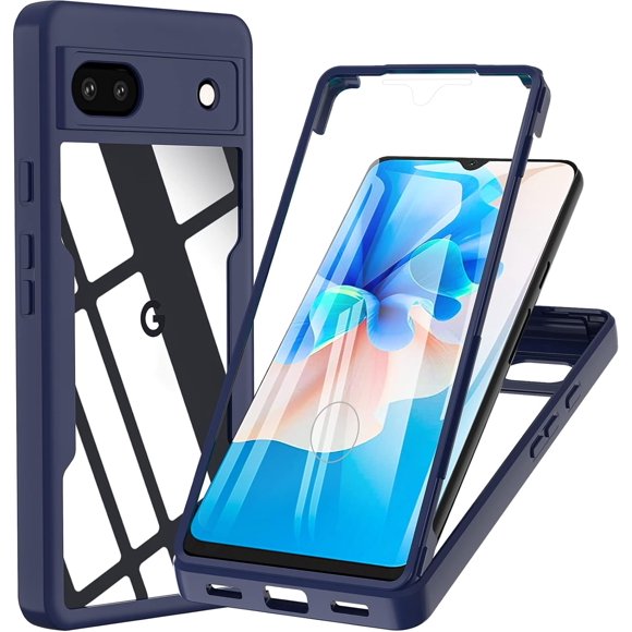 KOMI Case for Google Pixel 6A, 360 Degree Full Body Rugged with Built-in Screen Protector Heavy Duty Protection Slim Fit Shockproof Cover for Google Pixel 6A Phone Case 6.1" (Blue)
