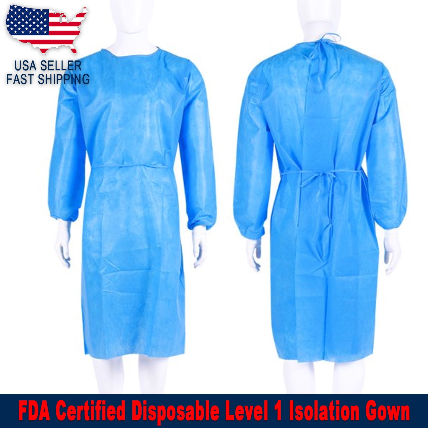 Disposable Isolation Gown Level 1 Fully Closed Double Tie Back