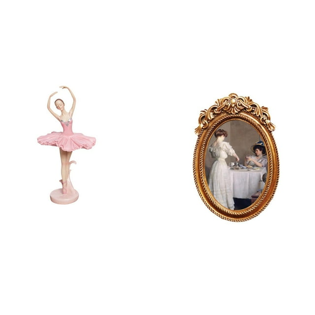 Estatua de la bailarina,Estatua de niña de ballet Escultura de niña de resina Artesanía,Marco de fotos,Marco de fotos vintage para colgar en la pared,Soporte para marco de fotos de mesa de