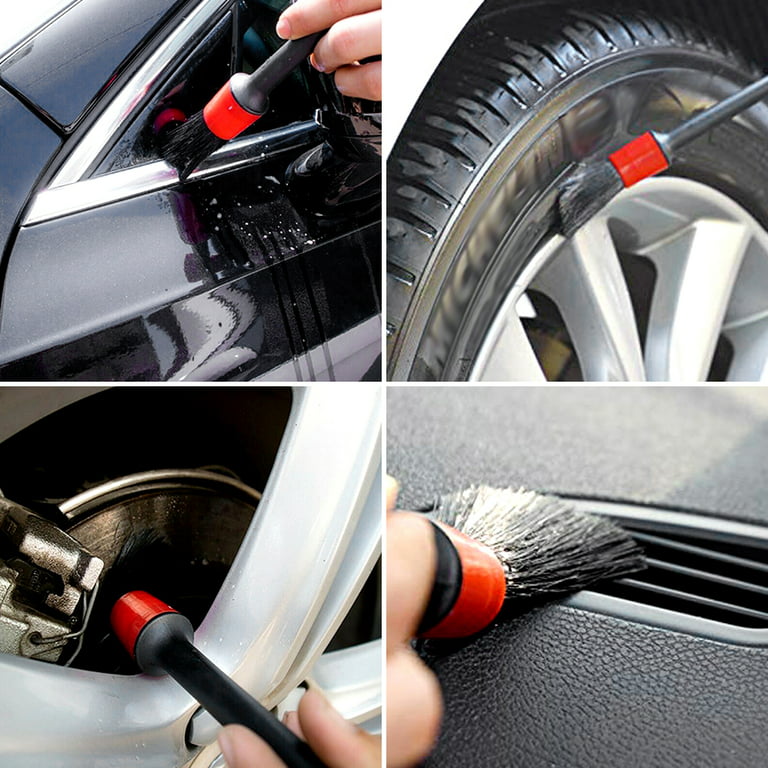 eFuncar Car Detailing Brush Kit - Auto Detail Brush Set Interior Exterior No Scratch Microfiber Detailing Supplies for Cleaning Air Vent Engine Bay