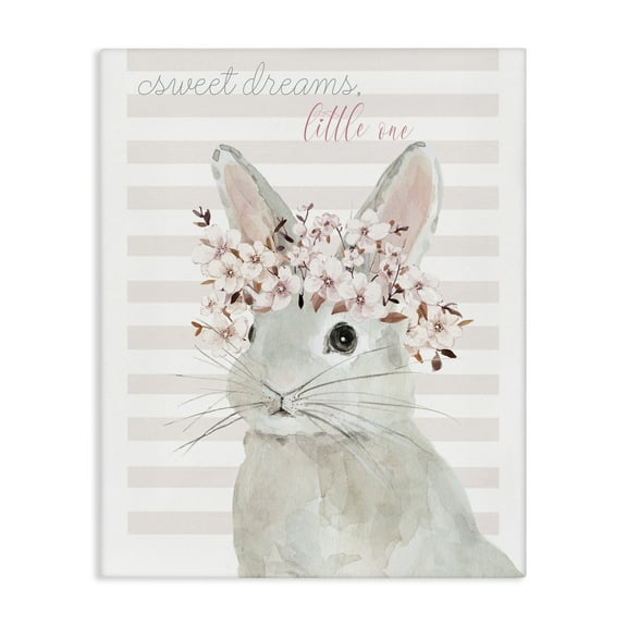 Stupell Industries Sweet Dreams Bunny Animals Painting Wrapped Canvas Art Print Wall Art, 16 x 20