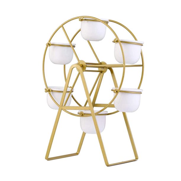 Soporte para plantas PETSOLA Maceta Estante para flores y 6 soportes móviles para macetas con ruedas dorado