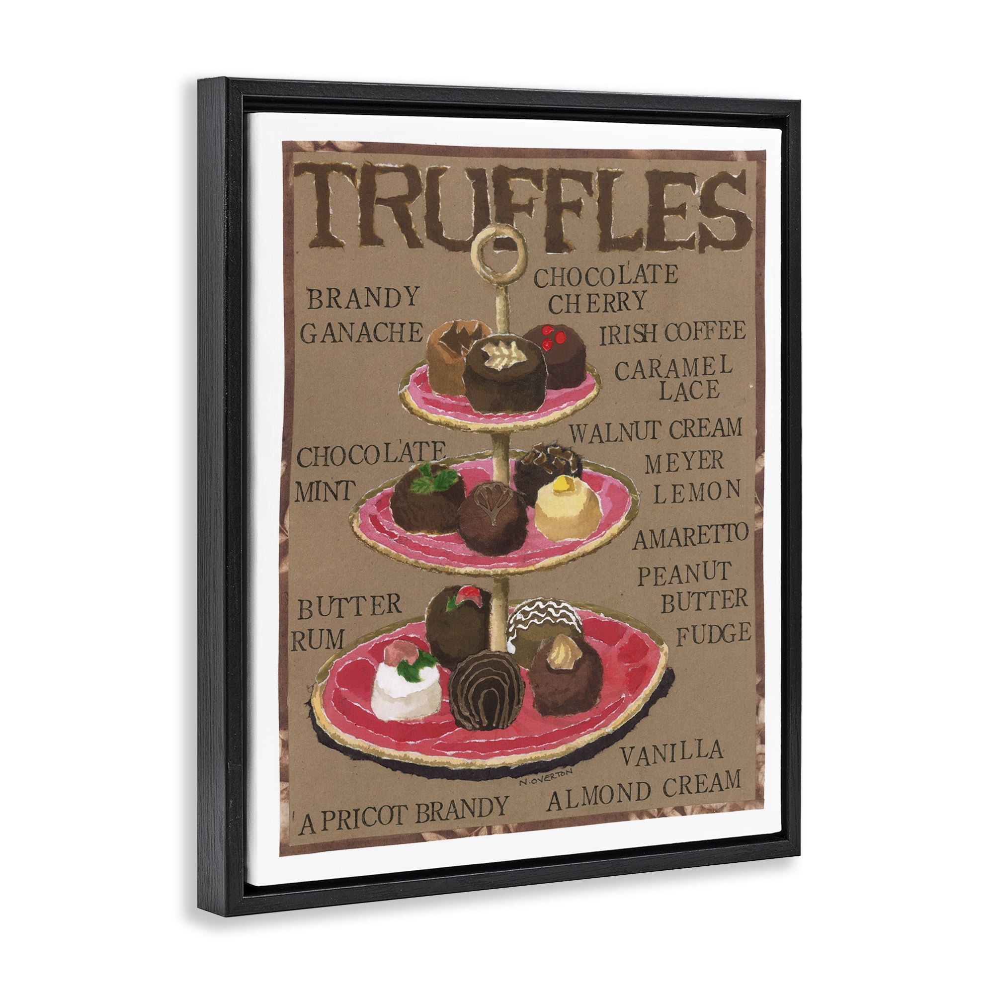 Stupell Industries Assorted Chocolate Truffles Food & Beverage Painting Black Floater Framed Art Print Wall Art, 17 x 21