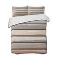 thumbnail image 2 of Brown Beige Stripes Twin XL Size Down Alternative Comforter,Lightweight Comforter Quilt Bedding Set with Pillow Shams Geometric Painting Neutral Textured Bed Comforter Duvet Insert 68"x98", 2 of 7