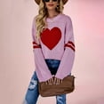 thumbnail image 2 of Clearance! Yajing Pullover Sweaters for Women Womens Pullover Sweaters Heart Print Sweater for Long Sleeve Crewneck Valentine's Day Knitted Pullover Love Tops L Pink, 2 of 5