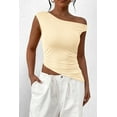 thumbnail image 3 of PRETTYGARDEN Womens Summer Off The Shoulder Crop Tops Sleeveless One Shoulder Ruched Asymmetrical Y2K Going Out Tank Top, 3 of 8