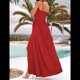 thumbnail image 4 of Vestido de Verano para Mujer, con Estampado Floral, Tirantes Finos, Informal, Bohemio, con Abertura para Playa, y Fluido. Rojo XL, 4 of 5