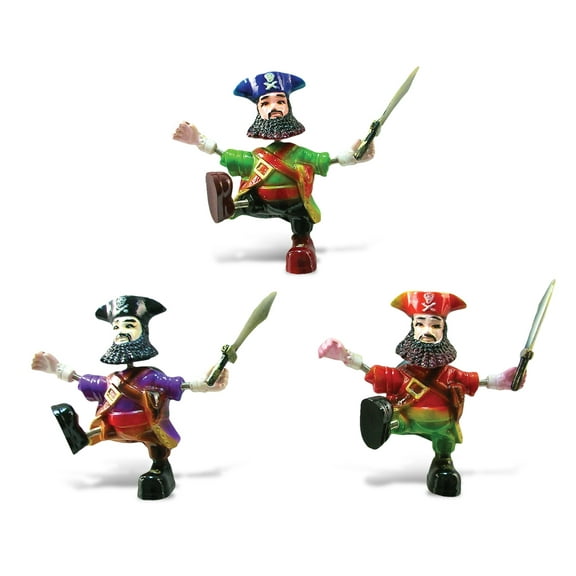 CoTa Global Pirate Captain Refrigerator Bobble Magnets Set of 3 - Assorted Color Fun Cute Nautical Character Bobble Head Magnets For Kitchen Fridge, Home Decor Cool Office Decorative Novelty - 3 Pack