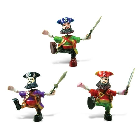 

CoTa Global Pirate Captain Refrigerator Bobble Magnets Set of 3 - Assorted Color Fun Cute Nautical Character Bobble Head Magnets For Kitchen Fridge Home Decor Cool Office Decorative Novelty - 3 Pack