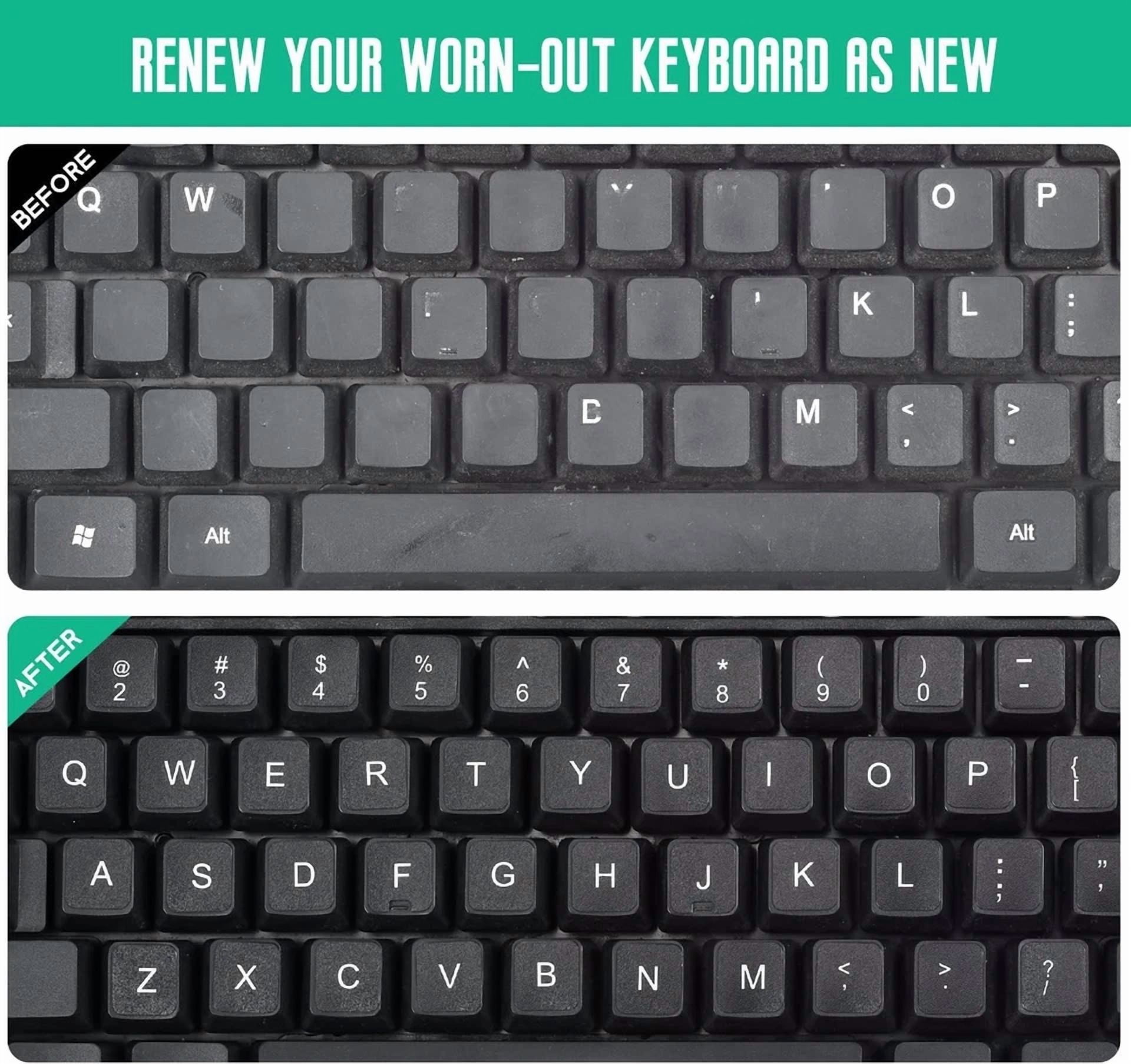 CIRCLE- 2Pcs English Keyboard Stickers With Tweezer, Universal White Letters
