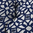 thumbnail image 4 of Jordan Manufacturing Sunbrella 44" x 18" Luxe Indigo Blue Geometric Rectangular Tufted Contoured Outdoor Wicker Settee Bench Cushion, 4 of 9