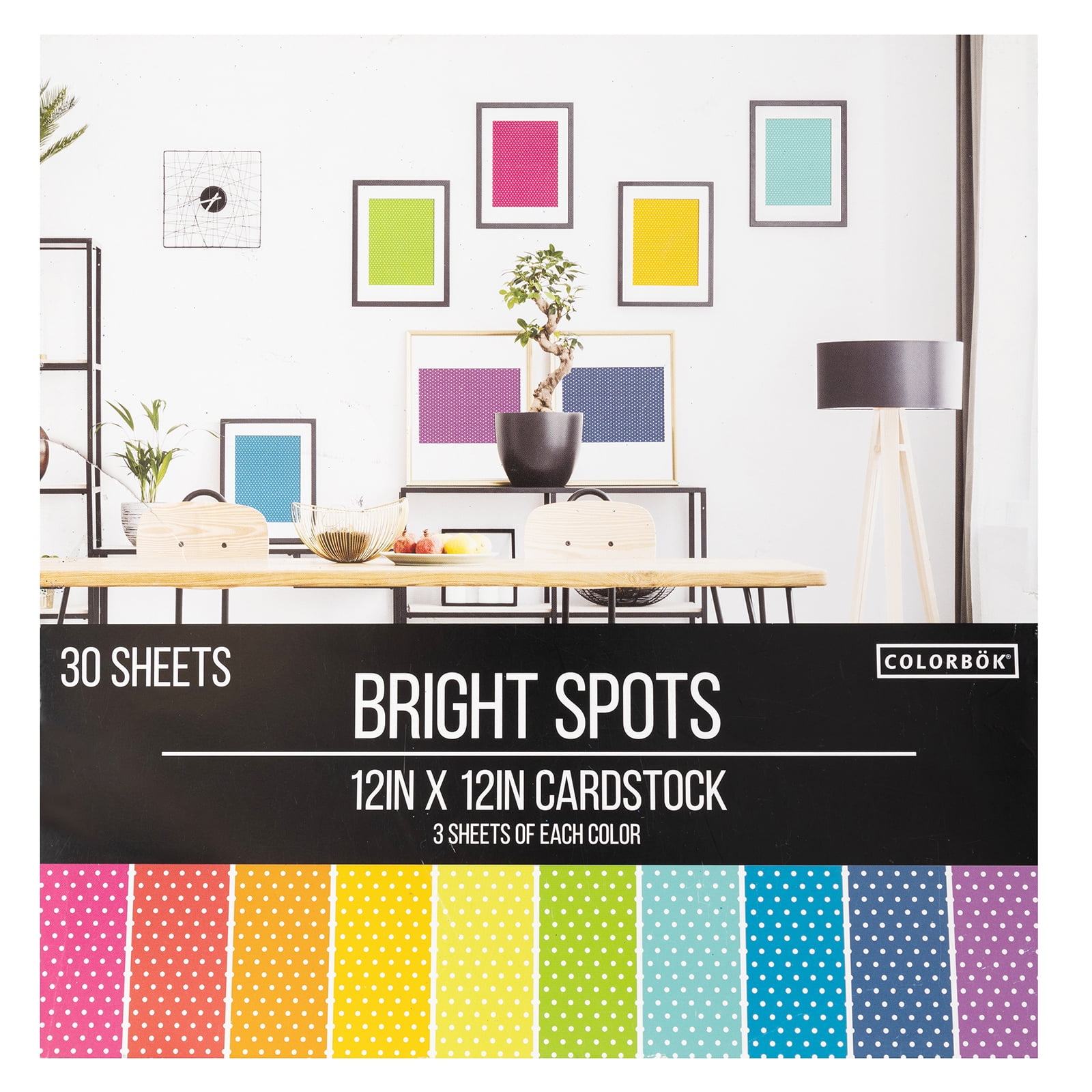 Colorbok Cardstock Paper Pad, 12' x 12', Bright Spots