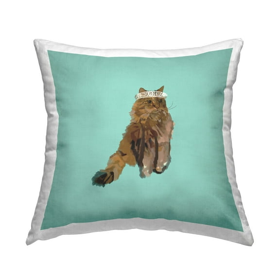 Stupell Industries Fluffy Cat & Crown Decorative Printed Throw Pillow Design by Amelia Noyes