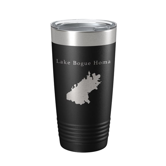 Lake Bogue Homa Map Tumbler Travel Mug Insulated Laser Engraved Coffee Cup Mississippi 20 oz Black
