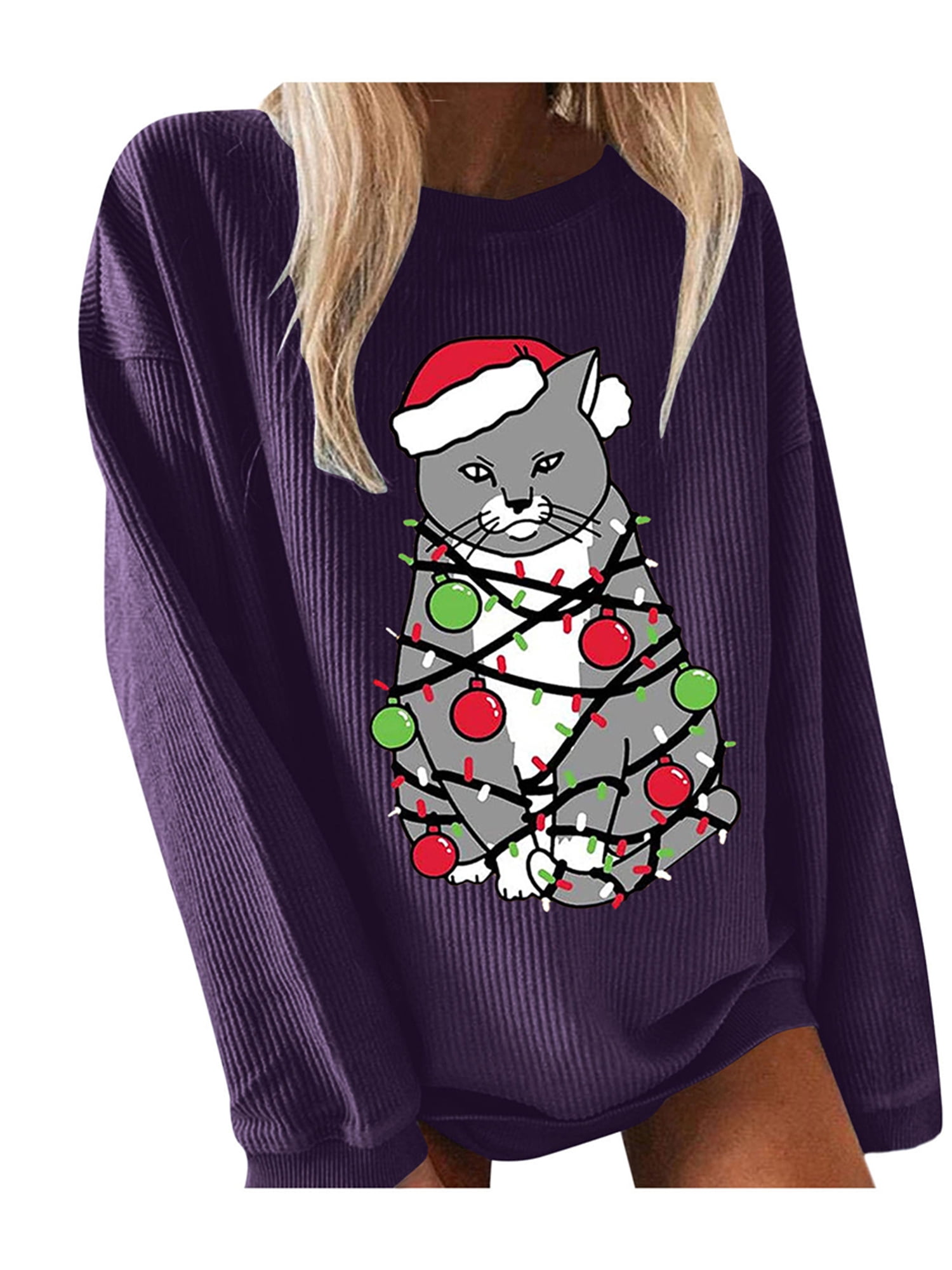 XIANGHUA Women's Christmas Xmas Cat 