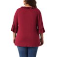 thumbnail image 4 of DARING DIVA Women's Plus Ruffle V Neck Tunic Dressy Top 4X Burgundy, 4 of 6