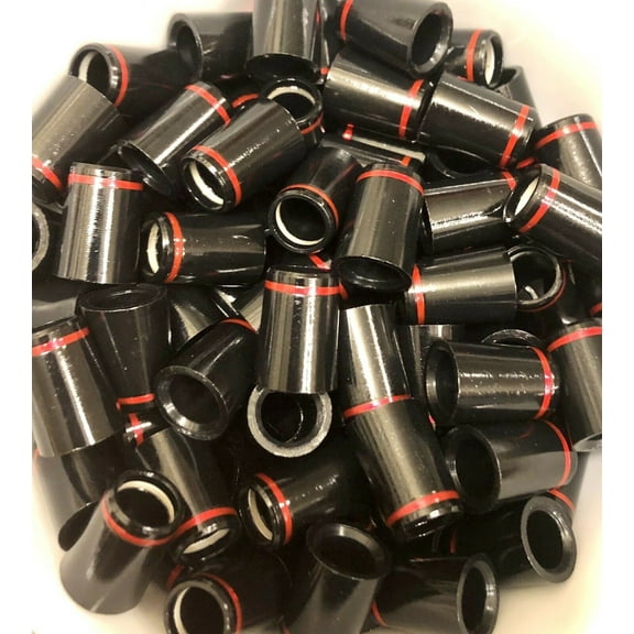 12 Pack - Collared Golf Club Iron Ferrules, Black with Red Ring, Size .370